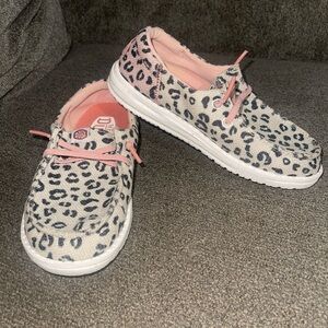Hey Dude Size 12, pink and leopard. Like new